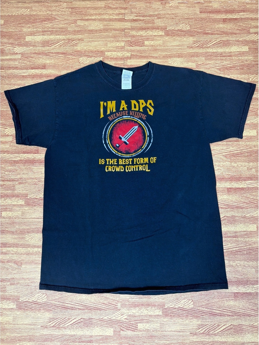 Gildan Black Graphic T-Shirt Size Large
